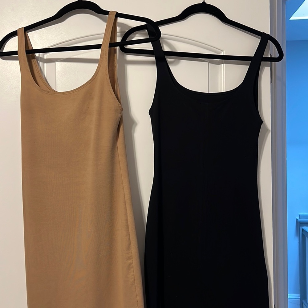 Two Zara Mini Dresses One black and one nude.